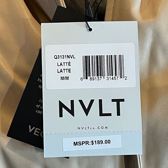 NWT NVLT Vegan Leather Trucker Jacket - Latte - Medium, L or XL - Picture 3 of 5